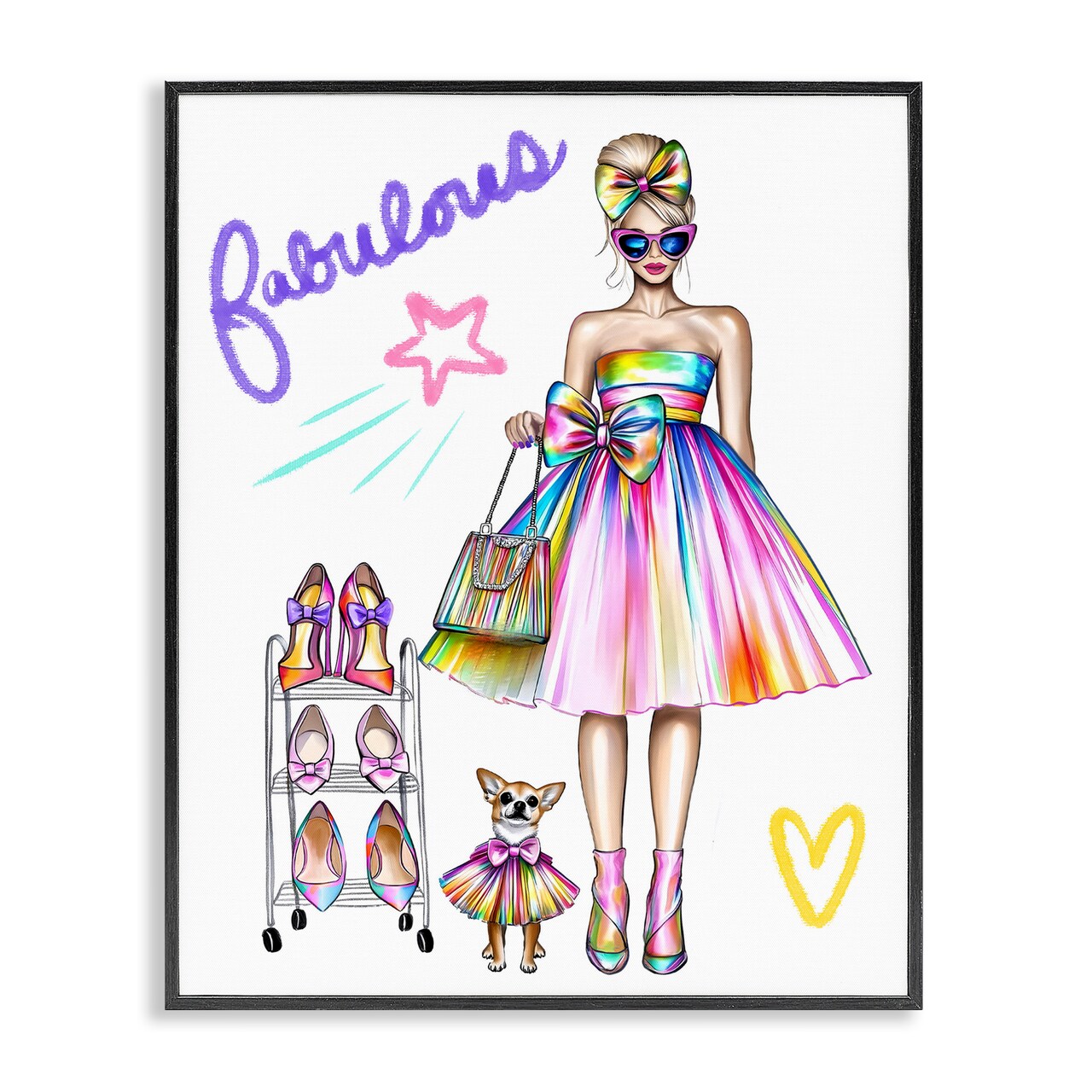 Stupell Industries Fabulous Girl & Dog Framed Giclee, design by Jess Stempel